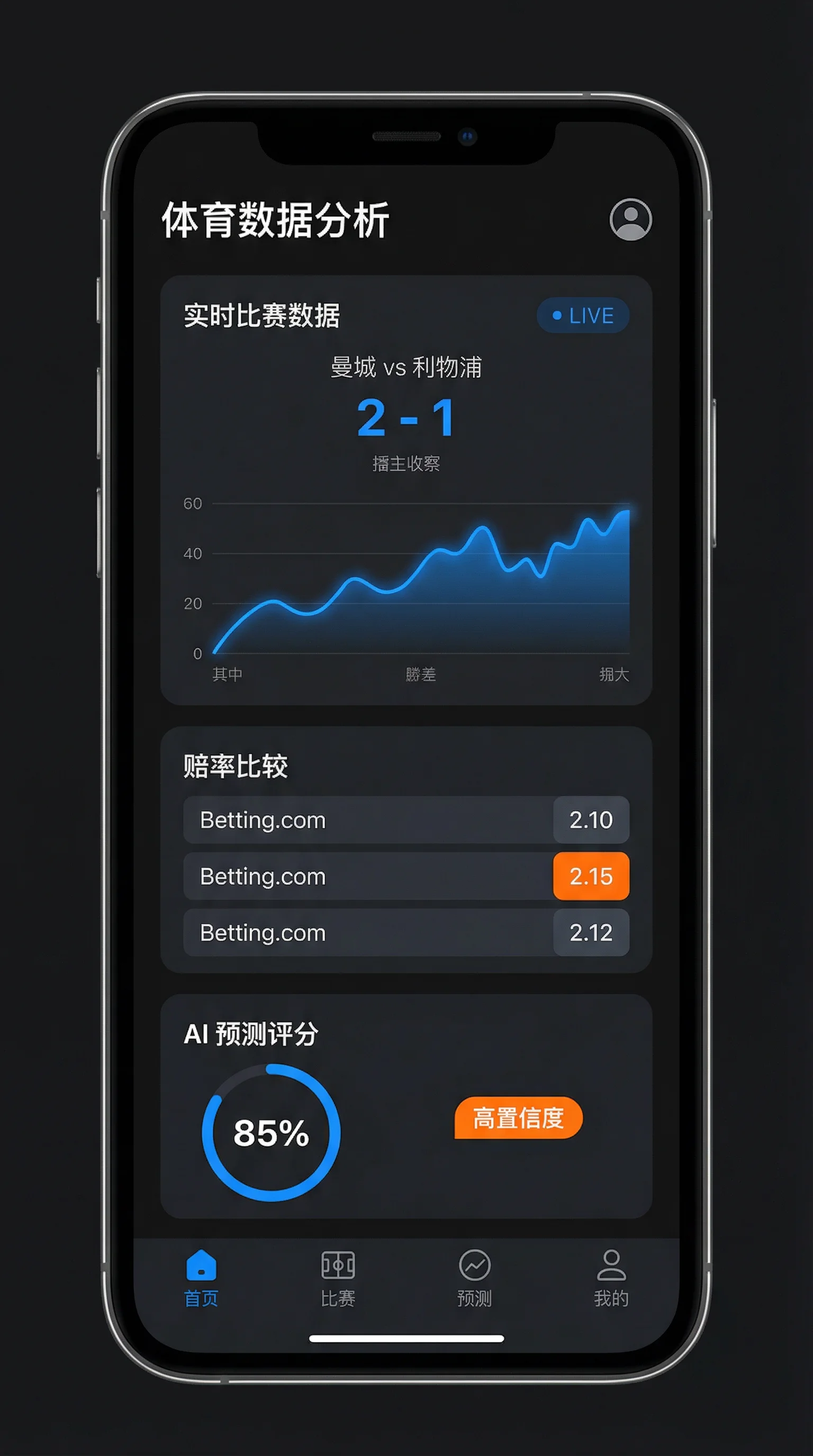 竞彩网APP主界面截图 - 米兰电竞体育 移动端数据分析
